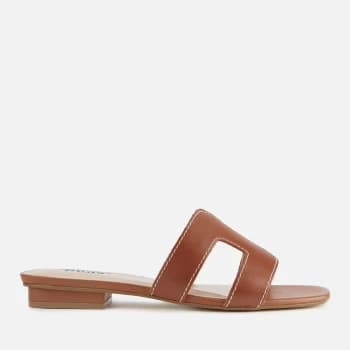 Image of Dune Womens Loupe Leather Mule Sandals - Tan - UK 6