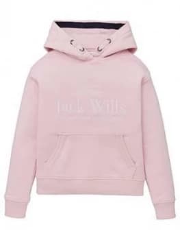 Image of Jack Wills Girls Script Hoodie - Pink, Size Age: 8-9 Years, Women