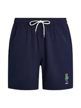 Image of Polo Ralph Lauren Bear Logo Traveler Mid Length Swim Shorts, Newport Navy Size M Men