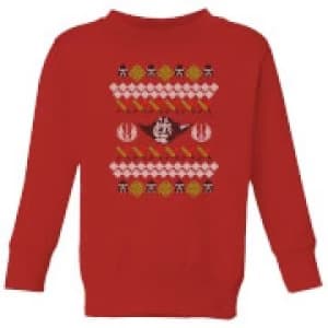 Image of Star Wars Yoda Knit Kids Christmas Sweatshirt - Red - 11-12 Years