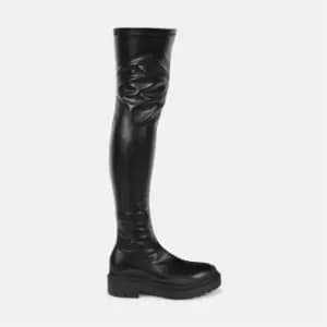 Image of Missguided Wave Sole Flat Boots - Black
