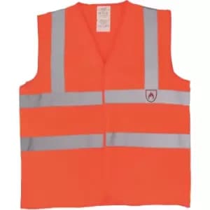 Image of Yoko Flame-Retardant Hi-Vis Sleeveless Waistcoat (M) (Orange) - Orange