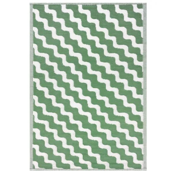 Image of Wave Outdoor 100% Recycled Rug Green