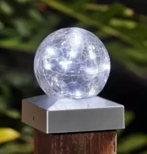 Image of Solalite LED Solar Crackle Ball Deck Cap Light Cool White (2 Pack)