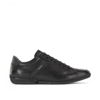 Image of Boss Saturn Smooth Leather Trainers - Black