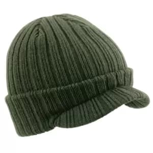 Image of Beechfield Peaked Beanie (One Size) (Olive Green)