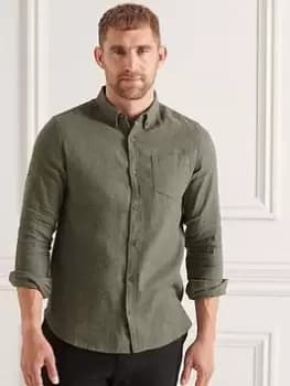 Image of Superdry Studios Brushed Flannel Shirt, Green Marl Size M Men