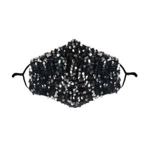 Image of Grey Sequin Printed Face Mask