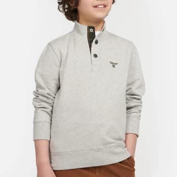 Image of Barbour Boys' Half Snap Long Sleeved Sweatshirt - Grey Marl - L (10-11 Years)
