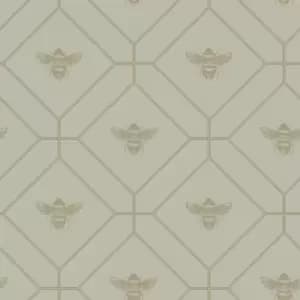 Image of Holden Honeycomb Bee Green Wallpaper