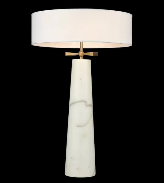 Image of Bow 2 Light Table Lamp With Round Shade Brass, E27