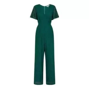 Image of Yumi Green Angel Sleeve Lace Jumpsuit - Green
