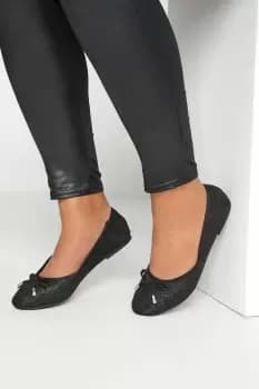 Image of Wide & Extra Wide Fit Glitter Ballerina Pumps