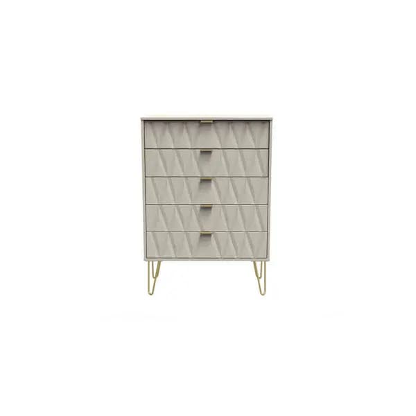 Image of Welcome Furniture Ready Assembled Diamond 5 Drawer Chest In Kashmir Matt