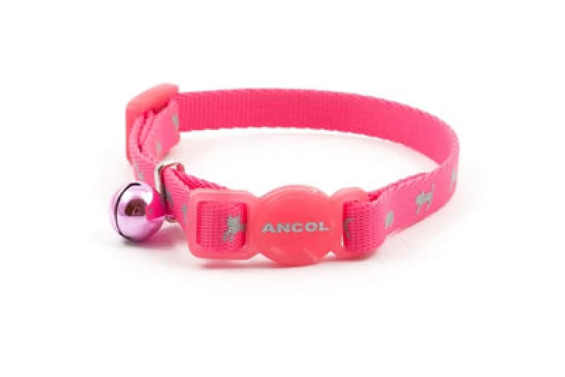 Image of Ancol Hi-Vis Reflective Adjustable Comfort Safety Kitten Collar Pink