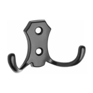 Image of Small Double Coat Hanger Hook Door Wall Bath BK24 Model - Colour Black - Pack of 10