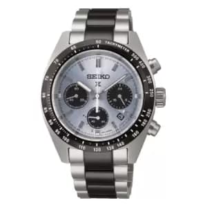 Image of Seiko Speedtimer Solar Chronograph Quartz Blue Dial Stainless Steel Bracelet Limited Edition Mens Watch SSC909P1