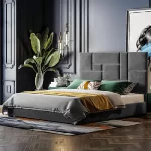 Image of Conmo Bed Single Plush Velvet Grey
