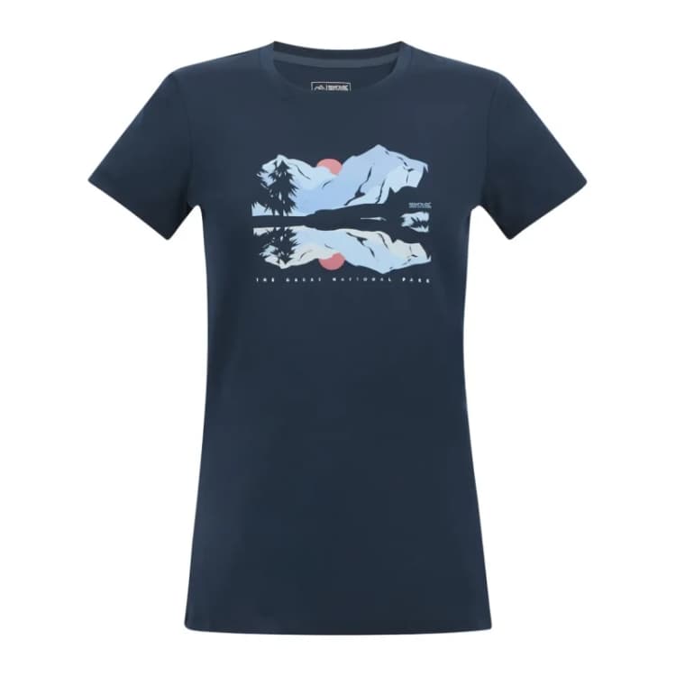Image of Regatta Womens Fingal Short Sleeved Graphic T-Shirt in Dark Navy Size: 14 Dark Navy Female 14