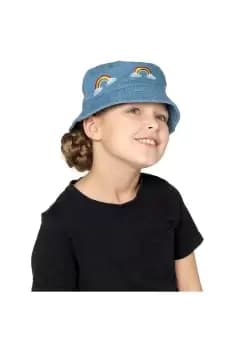 Image of Denim Bucket Hat With Embroidery