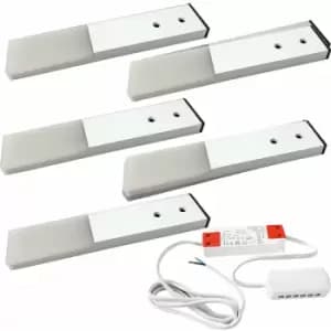 Image of 5x aluminium Slim Rectangle Under or Over Cabinet Kitchen Light & Driver Kit - Natural White led