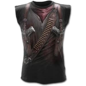 Image of Holster Wrap Allover Sleeveles Sleeveles Mens Large T-Shirt - Black