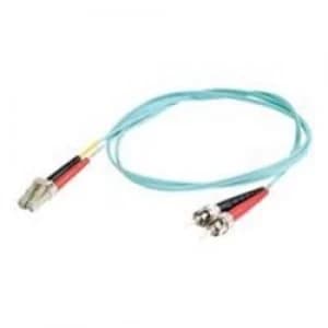 Image of C2G 10m LC-ST 10GB 50/125 OM3 Duplex Multimode PVC Fibre Optic Cable (LSZH) - Aqua