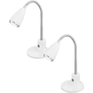 Image of 2 PACK Table Lamp Colour White Chrome Steel Rocker Switch GU10 1x3W Included