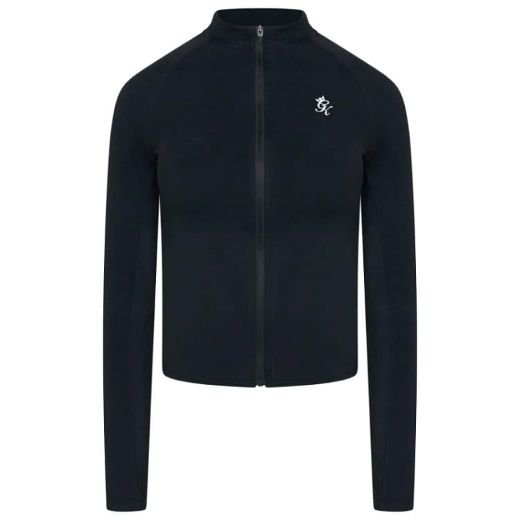Image of Gym King Womens Full Zip Funnel Long Sleeve Slim Fit Performance Training Jacket Performance Jackets 8 (XS) Black 66148303310