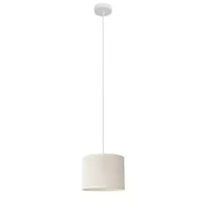 Image of Alba Cylindrical Pendant Ceiling Light Ecru, White 20cm