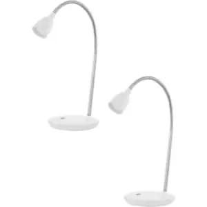 Image of 2 PACK Table Lamp Colour White & Chrome Plated Rocker Switch LED 3W Included