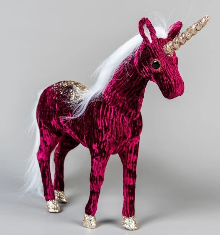 Image of Shatchi Burgundy Figures Santa Reindeer Tree Christmas Tabletop Centrepiece Showpieces Home Art & Craft Xmas Party , 33cm Unicorn Pink