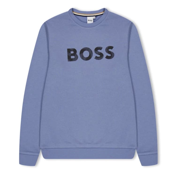 Image of Boss Large Logo Crew Sweater Juniors - Grey Grey 15 - 16 Years