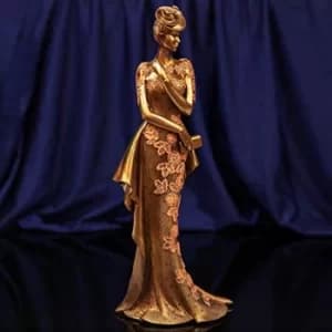 Image of Raffles Collection Lady Figurine Bronze & Orange Finish 34cm