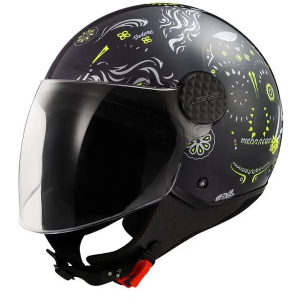 Image of LS2 OF558 Sphere Lux II Maxca Black H-V Yellow Jet Helmet Size 2XL