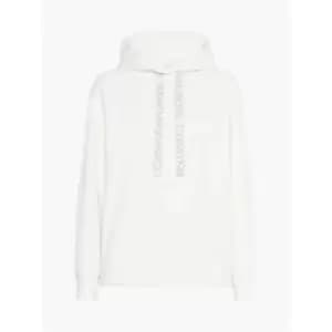 Image of Calvin Klein Jeans Logo Drawcord Hoodie - White