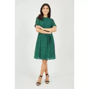Image of Yumi Green Recycled Animal Print Shirt Dress - Green