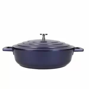 Image of Masterclass Shallow 4 Litre Casserole Dish With Lid - Metallic Blue