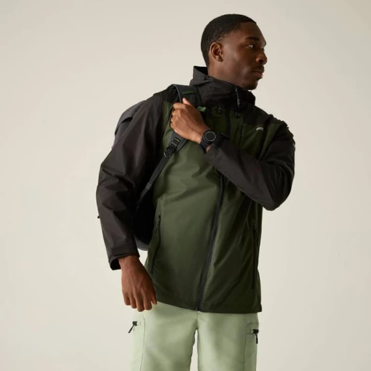 Image of Regatta Mens Calderdale Hooded Walking Waterproof Jacket in Khaki Size: Large Khaki Male L