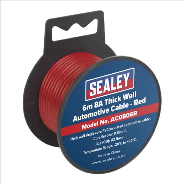Image of Genuine SEALEY AC0806R Automotive Cable Thick Wall 8A 6mtr Red