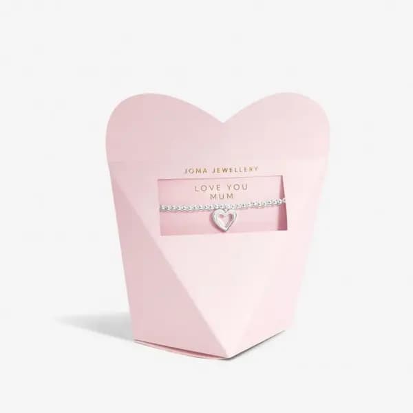 Image of Mother's Day From the Heart Gift Box Love You Mum Silver Plated Bracelet 6962
