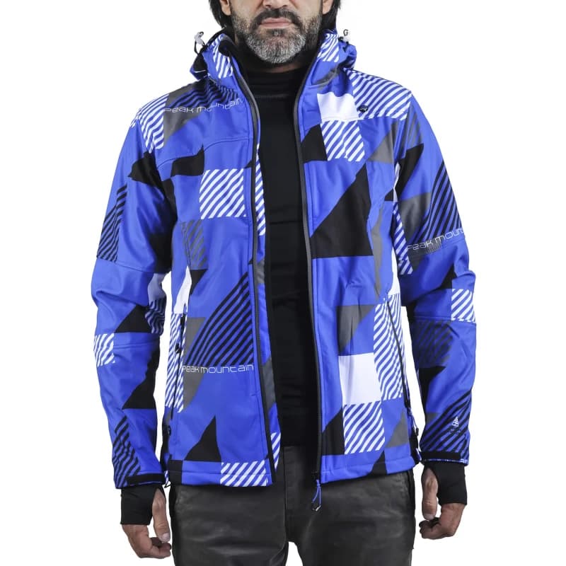 Image of Peak Mountain Printed softshell jacket Peak Mountain Cover Bleu Male L COVER/KS/BLEU-GRIS