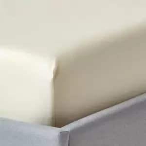 Image of Cream Organic Cotton Deep Fitted Sheet 18" 400 Thread Count, King - Cream - Cream - Homescapes