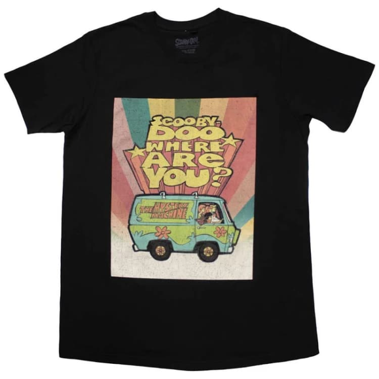 Image of Warner Bros Scooby Doo Where Are You T Shirt Black unisex