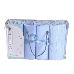 Image of Clair de Lune 4 Piece Cot Bed Bedding Bale - Blue