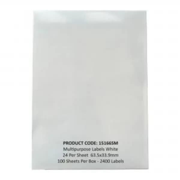 Image of ValueX Multipurpose Label 63.5x33.9mm 24 Per A4 Sheet White 2400 EXR15166SM