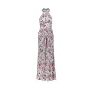 Image of Adrianna Papell Foiled Mesh Draped Gown - Multi