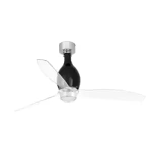 Image of Mini-Eterfan LED Matt Black, Transparent Ceiling Fan with DC Motor Smart - Remote Included, 3000K