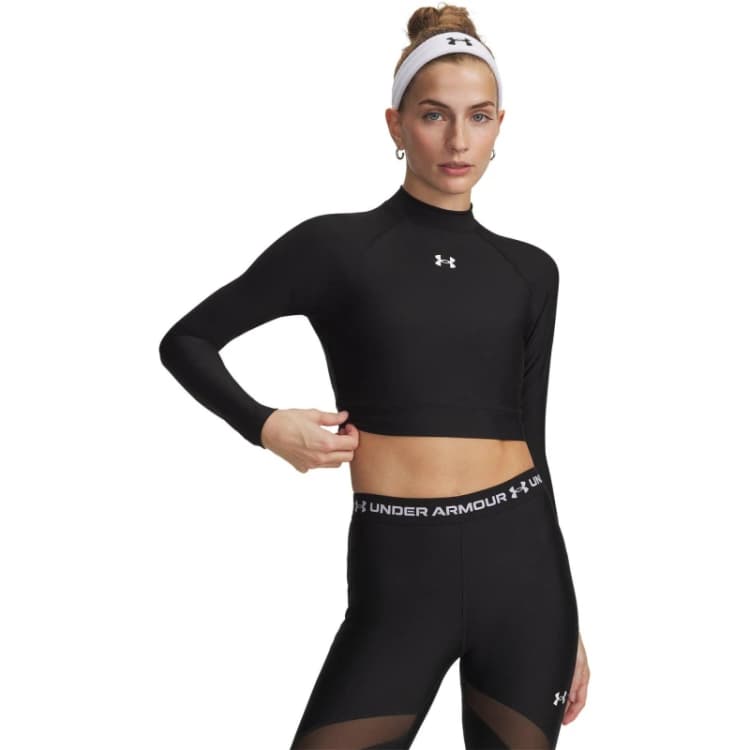 Image of Under Armour UA HG Crop Mock LS Ld63 Black/White female 8 (XS)