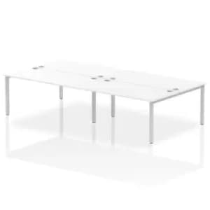 Image of Impulse Bench B2B 4 Person 1600 Silver Frame Office Bench Desk White